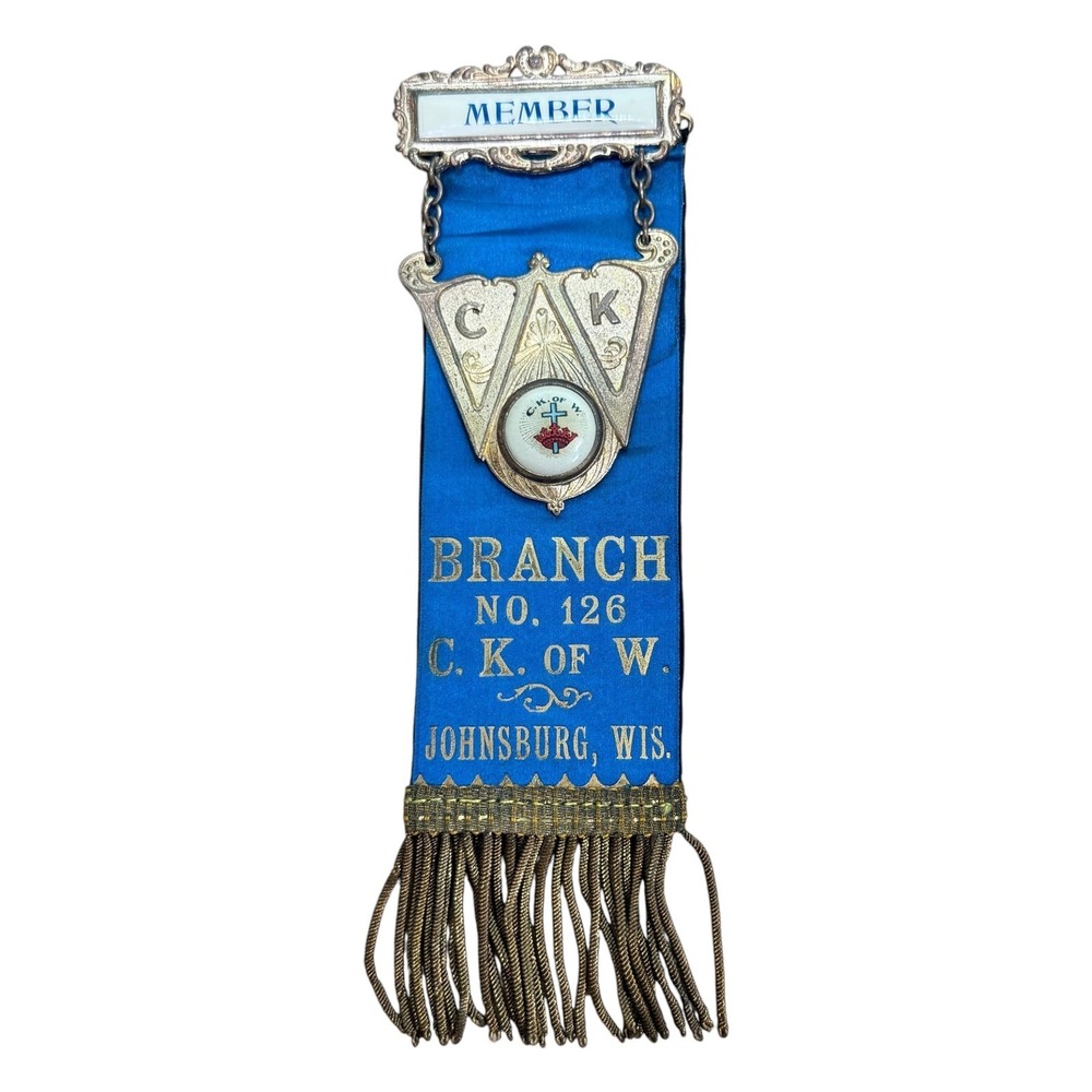 Whitehead & Hoag Catholic Knights of Wisconsin Silk Ribbon Blue Fraternal Pin